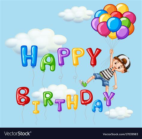 Happy birthday wishes cards happy birthday quotes birthday greetings birthday cards humor birthday birthday images birthday gifts birthday woman friend birthday cards for men man birthday creation photo vides boy cards hardy perennials funny cards illustrations clip art. Happy birthday card with boy and balloons Vector Image