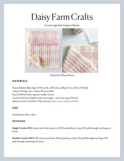 Crochet Light Pink Gingham Blanket Daisy Farm Crafts