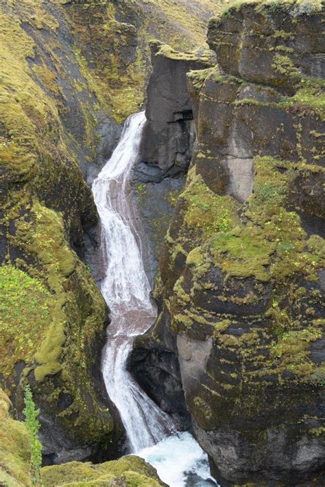 Waterfall And Gorge Iceland Vertical Geology Pics