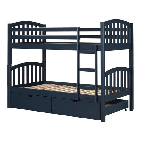 South Shore Ulysses Solid Wood Bunk Beds Navy Blue