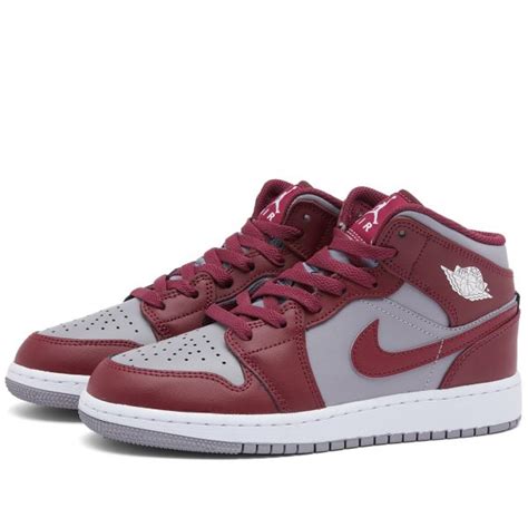 Air Jordan 1 Mid Gs Cherrywood Red And White End Fr