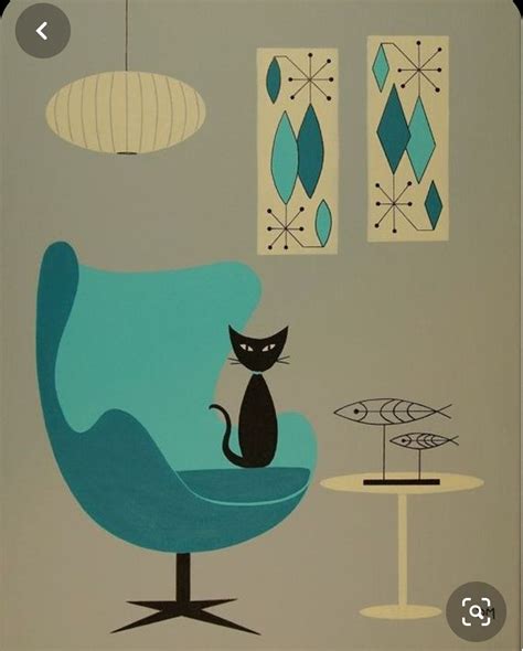 Pin by Karen Kigin on Projects-art | Mid century cat, Mid century modern art, Mid century art