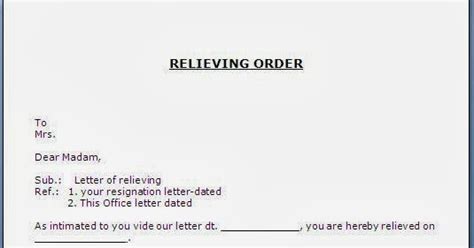 relieving order letter format