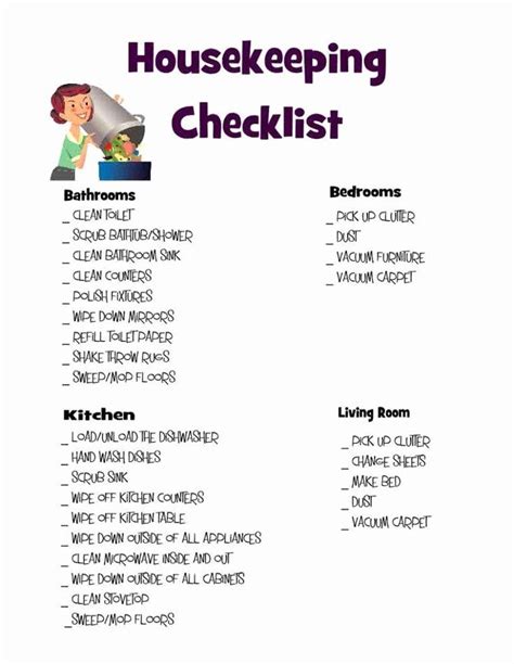 Deep Cleaning Checklist For Housekeeper Inspirational Housekeeping Checklist Clean I