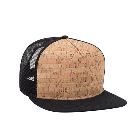 Cork Flat Brim Trucker Hat For Embroidery Or Screen Print At Black Fish
