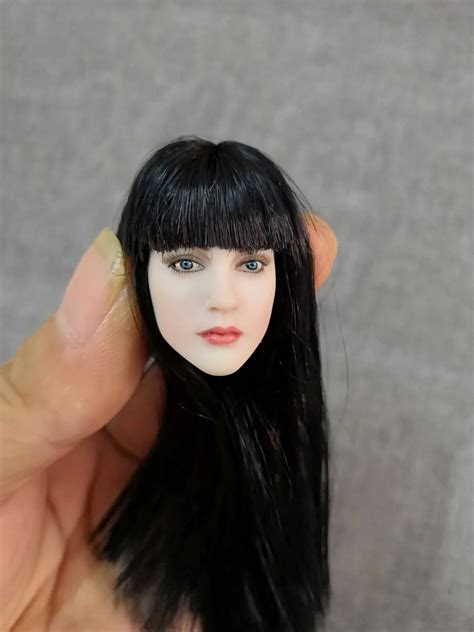 Female Head Sculpt Girl Head Asian Pale Skin Black Long Straight