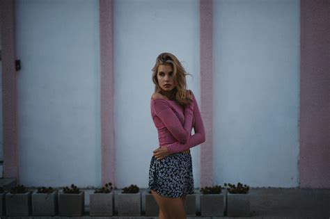 Wallpaper Women Outdoors Model Looking Away Brunette Photography Dress Pink Tops Skirt