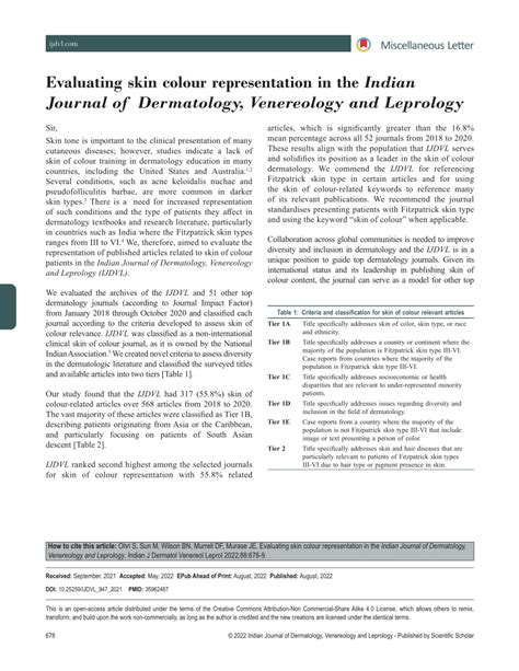 Pdf Evaluating Skin Colour Representation In The Indian Journal Of Dermatology Venereology