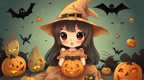 Anime Halloween Witch Portrait Wallpaper Background Cute Halloween