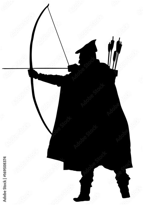 Archer Vector Silhouette Illustration Isolated On White Background