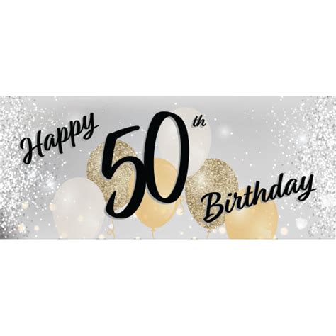 Happy 50th Birthday Silver Pvc Party Sign Decoration 60cm X 25cm