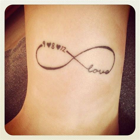 Infinity Symbol With Love And A Date Tattoo Infinity Tattoo On Wrist