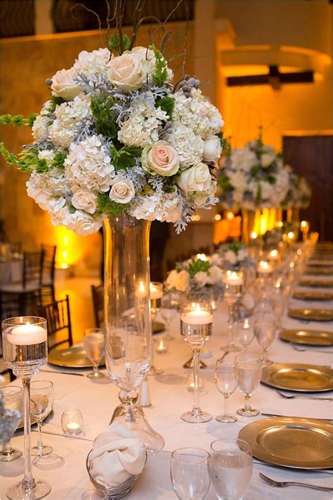Ivory Blush And Green Tall Floral Centerpieces Plants N Petals Venue