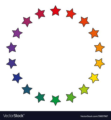 Round Frame Of Eighteen Multicolored Stars Vector Image