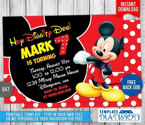 Mickey Mouse Birthday Invitation Template
