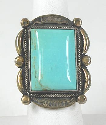 Vintage Sterling Silver Turquoise Ring Size Vr Turquoise