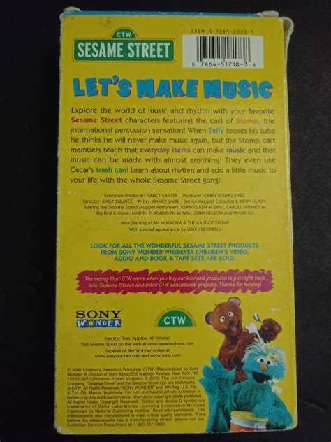 Vhs Sesame Street Lets Make Music Cartoon Etsy Finland