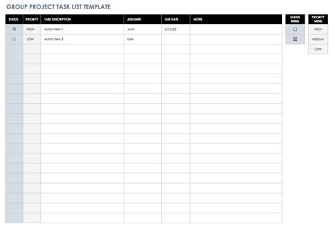 Task List Template Excel Collection