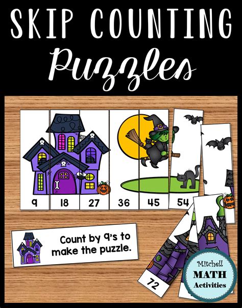 Set Of 14 Puzzles With A Halloween Theme To Practice Skip Counting By 1