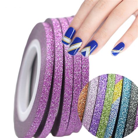 buy 1 roll 3mm nail art glitter striping tape color line tips strips for polish