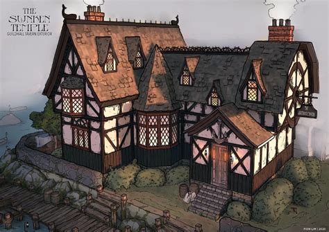 Artstation Guildhall Tavern Exterior Fion Lim Fantasy House