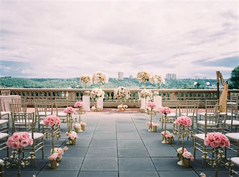 Rooftop Wedding Ceremony With Elegant Flowers Elizabeth Anne Designs