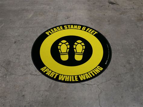 Please Stand 6 Feet Apart While Waiting Shoe Prints Yellowblack