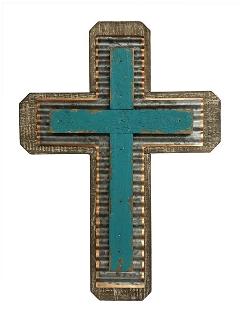 Find decorative crosses for your wall decor. Smokey Cabin Corrugated Tin on Wood Cross Wall Décor ...