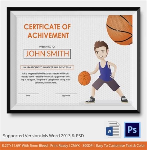 Basketball Camp Certificate Template 8 Templates Example