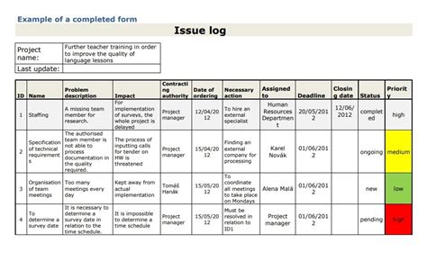 Raid project management template issue log excel template. Project Issues Log Templates | 6+ Free Printable Word ...