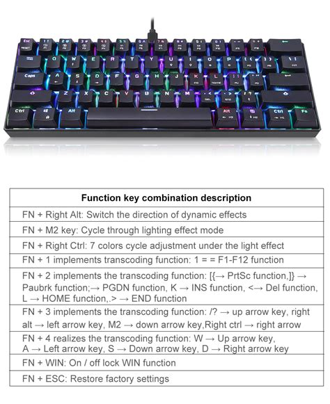 Motospeed Ck61 Rgb Mechanical Gaming Keyboard 61 Keys Keyboard Blue Switch
