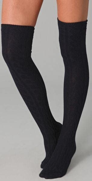 madewell cable knit over the knee socks in blue navy lyst