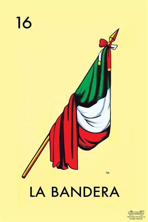 Laminated 16 La Bandera Flag Loteria Card Mexican Bingo Lottery Poster Dry Erase Sign 24x36