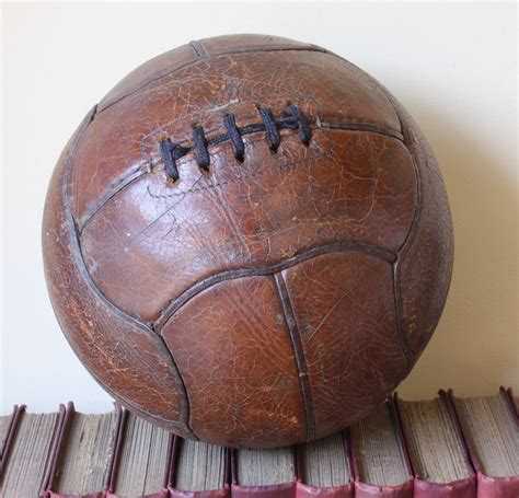 True Vintage 1950s Leather Football 12 Panel 5 Lace Hole Old Soccer Ball