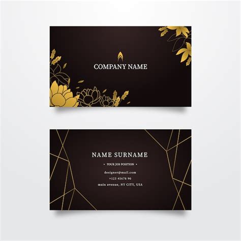 Free Vector Business Card Golden Floral Template