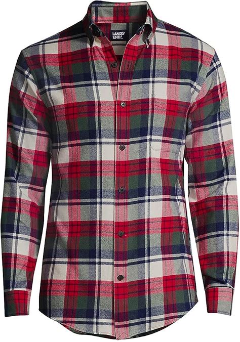 Buy Lands End Mens Traditional Fit Flagship Flannel Shirt Rich Red