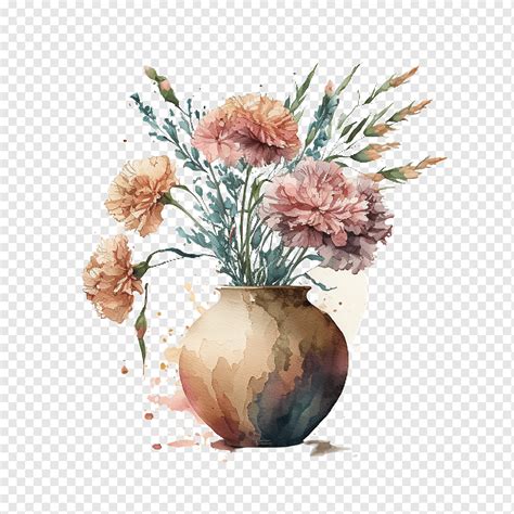 Flower Vase Watercolor Carnations Flower Png PNGWing