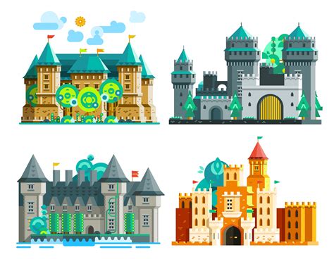 Colorful Castles Set 471658 Vector Art At Vecteezy