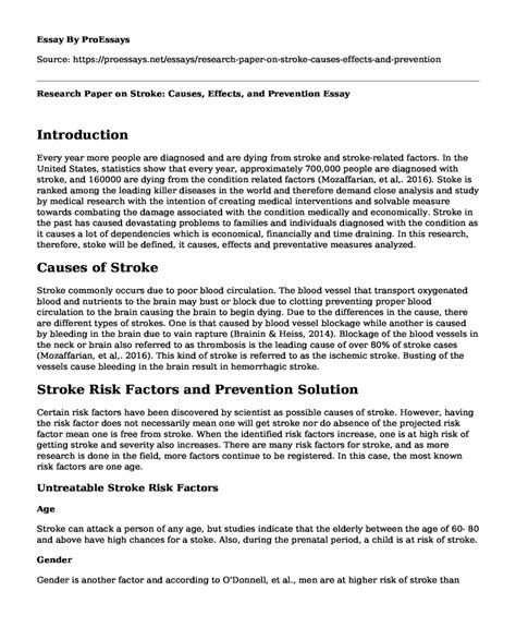 📗 Research Paper On Stroke Causes Effects And Prevention Free