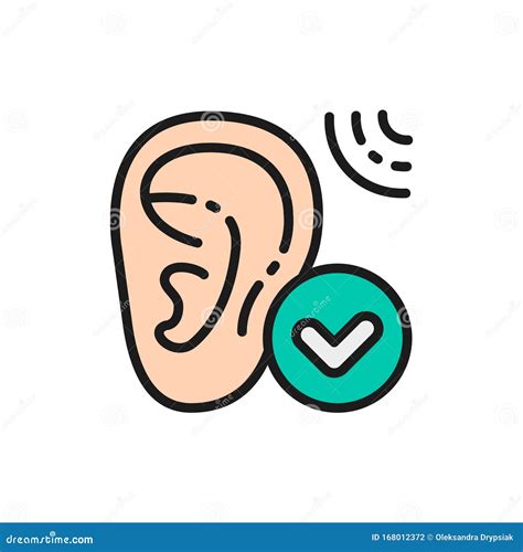 Good Hearing Hearing Test Flat Color Line Icon Isolated On White