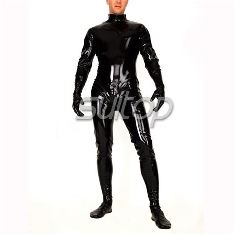 plus size 0 8mm thickness heavy latex catsuit black color clothes for man