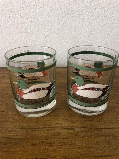Pair Of Vintage Libbey Mallard Duck Cocktail Glasses Etsy