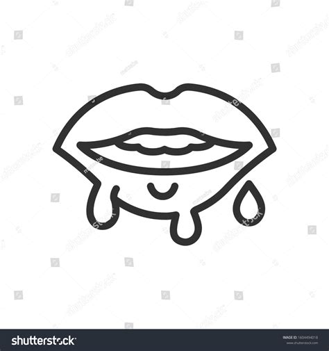 Drooling Lips Mouth Lips Linear Icon Stock Vector Royalty Free