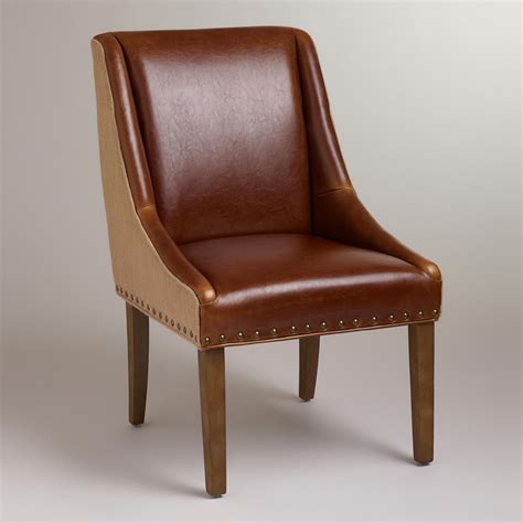 Custom leather from green hides available. Leather and Jute Wes Dining Chair | World Market | Dining ...