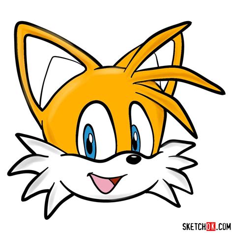How To Draw The Face Of Tails Sketchok Step By Step Drawing Tutorials