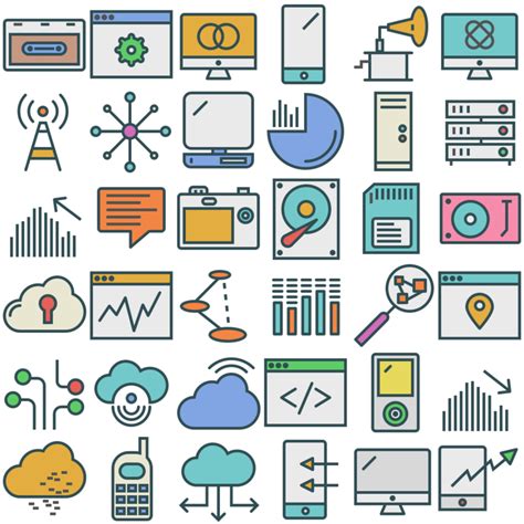 52 Flat Technology Icons