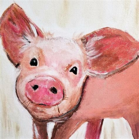 Pig Art Pig Canvas Pig Print Pig Painting Pig T Pig Etsy