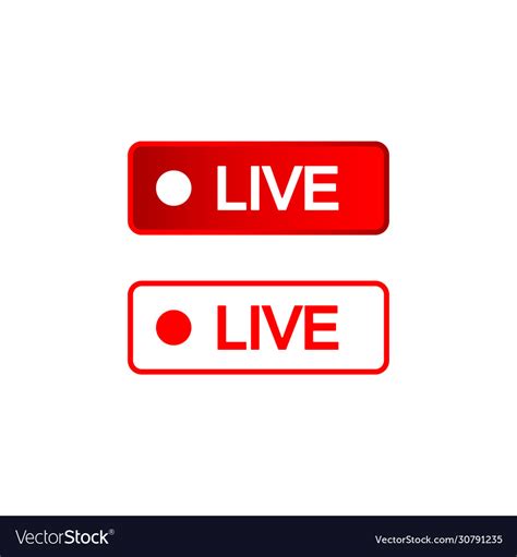Live Buttons Red And White Icon Social Media Vector Image