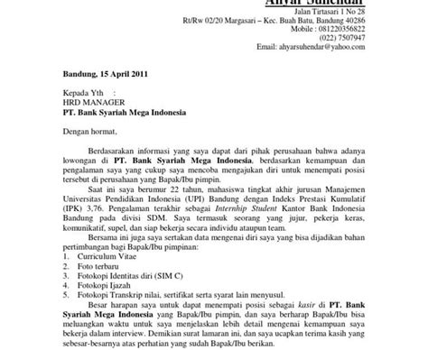 Apabila anda membutuhkan referensi dalam menulis surat lamaran pekerjaan it, silahkan langsung menuju ke postingan tersebut. Contoh Surat Lamaran Kerja Driver Bank Mandiri - Dokumen Hanna