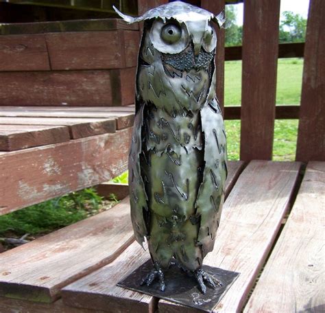 Metal Owl Sculpture Owl Artwork Metal Bird Sculpture S Etsy